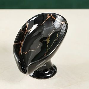 1PC Ceramic Leay Shower Soap Holder Bathroom and kitchen Supplies Leaf Shape Box Water Guide Hole Dish Storage Plate