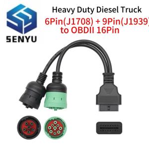 6Pin 9Pin Cable OBD2 Diagnostic Tool For Truck 16 Pin J1708 J1939 Connector 6 Pin 9 Pin OBD to OBD 2 Adapter Cable For Cummins