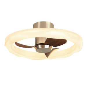 FANZHEN | Retro Cream Color Sanded Nickel Walnut Ceiling Fan Light
