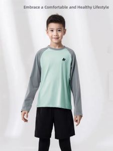 Ice Silk Quick Dry Training Top Childrens Long Sleeve T-Shirt Outdoor Base Layer Shirt for Boys And Girls Sporty round Neck
