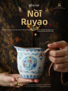 JIXIANSHENG | Ivory White Ru Kiln Doucai Chrysanthemum Design Tea Strainer Household Integrated