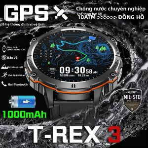 Đồng Hồ Thông Minh T-Rex 3 Cấp Quân Sự Pin 1000mAh Chống Nước 10ATM GPS La Bàn Đo Độ Cao Gọi Điện Màn Hình AMOLED Dành Cho Nam Thể Thao Bơi Lội