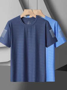 Ultra-Value Ice Silk Short Sleeve T-Shirt Mens Summer Breathable Quick-Drying Large Size Sports Running Top Quality Polyester Spandex
