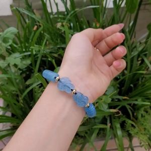 Q195 Vòng cáp lu thống ngũ điếu hồ ly tỳ hưu Aquamarine Thủy và Mộc - Phong Thuỷ TUDO P