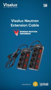BestPriceShop Stop kontak colokan listrik plus switch On Off 3 dan 4 lubang 2 meter Neutron Visalux