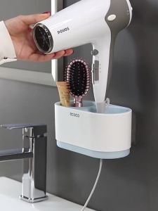 Ecoco hairdryer holder wall hanging hairdryer storage box bathroom storage box.
