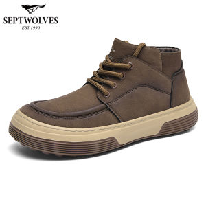 Septwolves Casual High-Top Mens Shoes Outdoor Thick Bottom Heightening Middle-Cut Board Shoes Daily Wear Comfortable Breathable