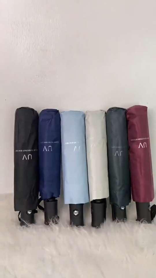 Automatic Umbrella 3folds folding automatic Black Coated UV Protection Umbrella