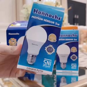 Lampu Bohlam Hannochs LED Motion Sensor/Sensor Gerak 5W Cahaya Putih