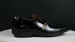 Brand WHITBY(3 Days Delivery)COD Korean Formal Business School Casual Black and Brown For Men Glossy Pointed/Shiny Leather Smooth Slip-on & Pull-on
