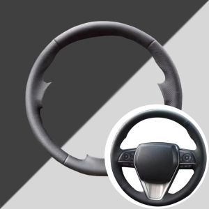 For Toyota RAV4 AX50 Corolla G12 Axio Altis Camry Xv70 Avalon 2019-2021 Hand Stitched Black Leather Steering Wheel Cover