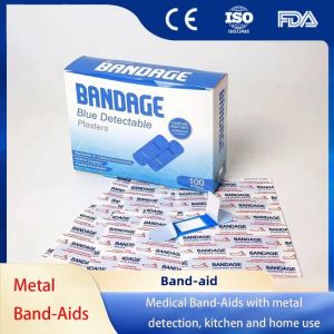 100 pieces of blue metal detectable band-aids food hotels restaurants chefs hemostasis waterproof medical band-aids