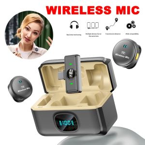 ♥ SFREE Shipping ♥ Magnetic Wireless Lavalier Microphone Noise Reduction Audio Video Recording Microphone compatible For Smartphone Streaming Live Broadcast
