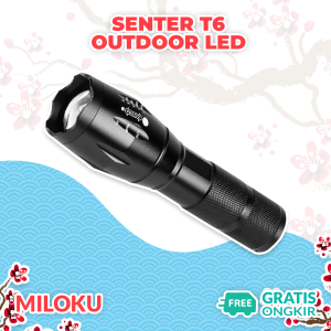 Miloku Lampu Senter LED Cree XM-L T6 E17 2000 Lumens Flashlight Tahan Api Air Waterproof Zoom Outdoor Super Terang