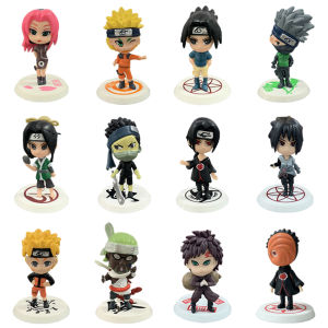 Bandai | Action Figure 6 Pcs/Lot NARUTO Sasuke Gaara Uchiha Madara Figure 7-8cm 2 Style Personality Base Mini Figurines