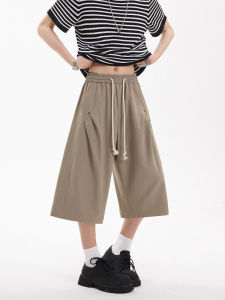 Quần Short Nam Mùa Hè Màu Kaki Ống Đứng Thường Ngày Có Xếp Ly Rộng Rãi Đa Năng Quần Áo Bảo Hộ Lao Động Thời Trang