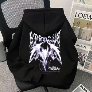 เสื้อฮู้ดคอกลมแขนยาวทรงหลวมสำหรับเด็กผู้ชาย ฤดูใบไม้ร่วง/ฤดูหนาว เสื้อผ้าเด็กผู้ชาย ผ้าฝ้ายผสมโพลีเอสเตอร์ ปกติ