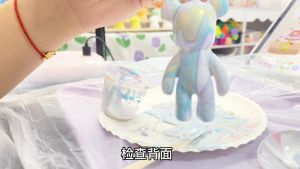 DIY Fluid Bear Sculpture Handmade Parent-child Toy Fluid Violent Bear 23CM Graffiti Painting Bearbrick Doll Toy Gift Ornaments