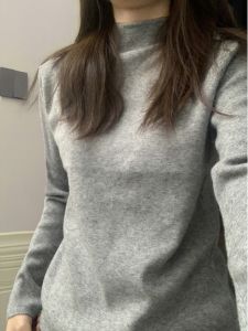 Thickened Half-High Collar Long Sleeve Knitted Sweater Womens Base Shirt Integrated Fleece Inner Wear Winter Commute Style
