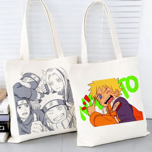 Large Capacity Naruto Anime Canvas Bag Student Shoulder Bag Handbag Tote Bag Zipper Closure Casual Leisure Youth Backpack