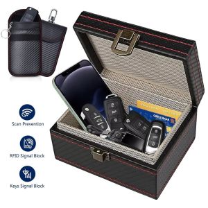 Car Anti Theft Faraday Box FOB Signal Blocker Case Privacy Protection Security Organizer for RFID Shielding Credit Card Keys