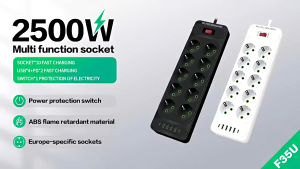 2500W Stop Kontak USB Kabel Serbaguna Multiguna Panjang 2 Meter Power Socket Sakelar Independen dengan Power Socket 4 Port USB 10 Port Stop Kontak 2* Type-C Port