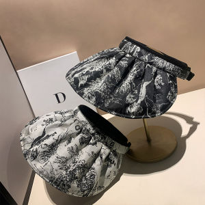 Summer Printed Shell Cap Womens Large Brim Sunshade Versatile Hairband Hat Face Slimming Casual Cotton Empty Top Hat