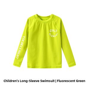 COLDELEMENT | Childrens Long Sleeve Swimming Suits Pants Two Piece Set Beachwear UV Protection Fluorescent Design For Boys And Girls
