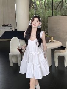 Dream Clothes💕ชุดเดรส เดรสเซ๊กซี่ เดรสแขนกุดคอเหลี่ยมทรงหลวมหวานๆ ชุดเดรสโบว์สไตล์เกาหลี