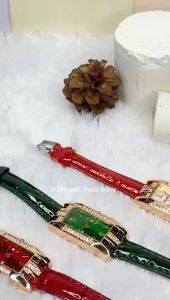 Jam Tangan Wanita Diamond Permata Kasual Import Strap Kulit Premium Dial Persegi Panjang Stainless Steel Titanium Quartz Analog Style Korea Trendy Kekinian Desain Mewah Simple Elegan Bercahaya Aksesois Arloji Woman Watches - JW10