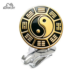 Golf Cap Clip Mark Magnet Clip Metal Material Gold Taiji Pattern Mark Green Ball Position Marker