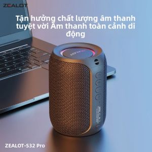 Loa Siêu Trầm Không Dây Bluetooth Zealot S32 Pro Ngoài Trời Chống Nước IPX6 Ghép Nối Kép Pin 3600mAh Âm Thanh Nổi Di Động