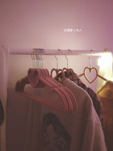 Pink Heart Shaped Non-Slip Clothes Hangers 10 Pack Invisible Home Use for Hanging Clothes Girls Heart Full of Youthfulness