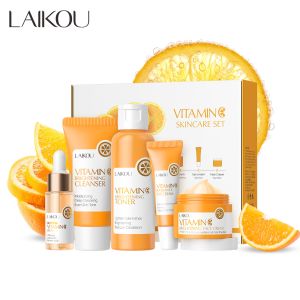 Bộ Chăm Sóc Da LAIKOU Vitamin C Dành Cho Nữ 5 Món: Kem Dưỡng Mặt Sữa Rửa Mặt Tinh Chất Nước Hoa Hồng Kem Dưỡng Mắt Kem Dưỡng Ẩm Bộ Chăm Sóc Da Mặt
