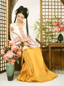 Pure Silver Thread Daoist Hanfu Half Skirt Womens Traditional Culture Style Adjustable Waist A-Line Composite Fabric Skirt