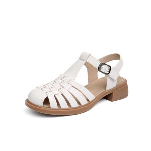 Reddragonfly | Comfort Soft Bottom Coarse Heel Braided Roman Sandals