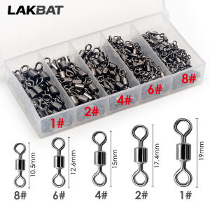100PCS Stainless Steel Fishing Swivel Bearing Rolling Connector Saltwater Freshwater Rotate Tackle Box Lure Line Fishing Tools