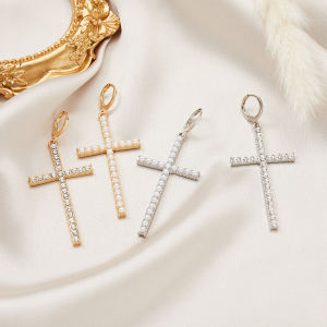 Asymmetric Cross Pearl Rhinestone Earrings Dongda Gate High Fashion Jewelry Alloy Plated Silver Gold Style Trendy Ear Jewelry