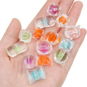 10pcs Mixed Color Acrylic Candy Beads Loose Spacer Beads for Bracelet Necklace Keychain DIY Jewelry Craft Making