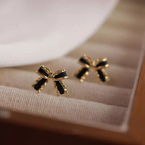 Hạt Bông tai Bowknot đen cho phụ kiện thời trang nữ phụ nữ