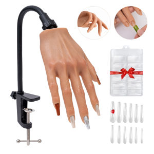 Tay Giả Tập Nail Bằng Silicon Tay Tập Luyện Linh Hoạt Với Đầu Móng Giả Dành Cho Sơn Gel Acrylic & Bộ Dụng Cụ Làm Móng Dành Cho Người Mới Bắt Đầu