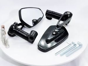 TOP1PH Pair CNC Alloy Side Mirror 360 Rotation White Glass Universal side mirror for Motorcycle