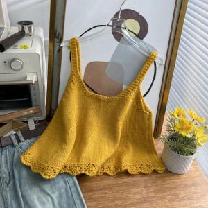 เสื้อกั๊กถักแขนกุดสีเหลืองสำหรับผู้หญิง ฤดูใบไม้ร่วง 2024 เสื้อคลุมกันหนาวแบบสวมหัว ทรงหลวม สไตล์ทำงาน แขนกุด ปกโปโล