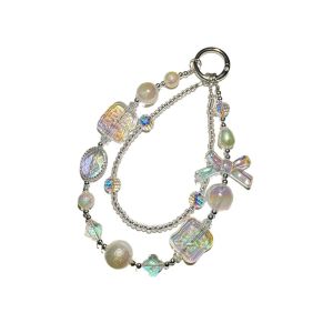Original high-end double-layer crystal transparent bead handmade bead phone chain keychain