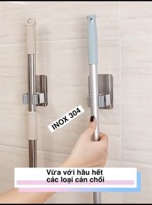 Móc Kẹp Chổi INOX Treo Cây Lau Nhà Dán Tường Móc Gắn Tường Nhà TắmDụng Cụ Bếp Đồ Dùng Nhà Tắm
