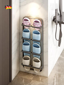 Giá Để Giày Dép Phòng Tắm Treo Tường Không Cần Đục Lỗ Giá Để Giày Dép Treo Cửa Giá Để Giày Dép Góc Phòng Tắm Bằng Hợp Kim Không Gỉ Hai Lớp