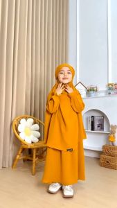 Gamis Anak Set Hijab - Gamis Lebaran Anak Terbaru 2025 / Gamis Crinkle Anak Usia 5-10 Tahun