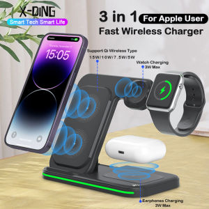 Wireless Charger for iPhone Xiaomi Samsung Huawei 3 in 1 Wireless Charging Station for iPhone Android Phone Samsung Watch Charger for Galaxy Watch 4 Galaxy Buds 2/Pro/Live