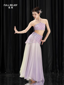 FULLBELIEF | Trang Phục Nhảy Crop Top Off-Shoulder Lấp Lánh