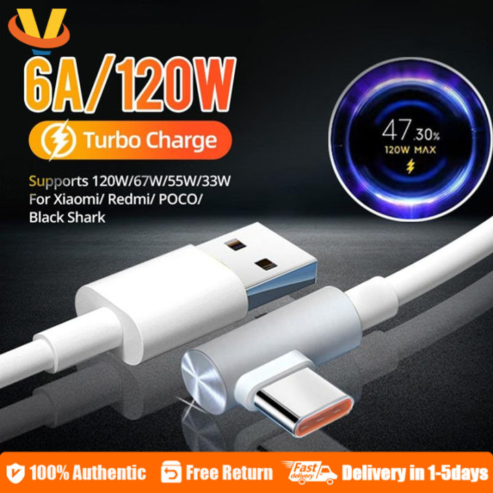 Elbow Xiaomi 120W 6A Usb Type C Game Turbo Super Fast Charge Cable